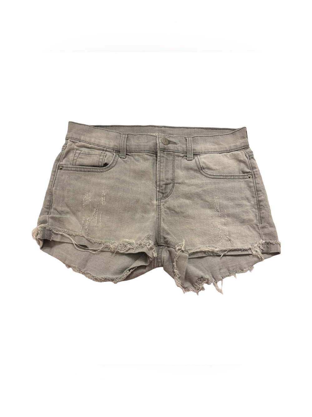 Old Navy Y2K Light Gray Modern Distressed Edgy Denim Shorts Size 4